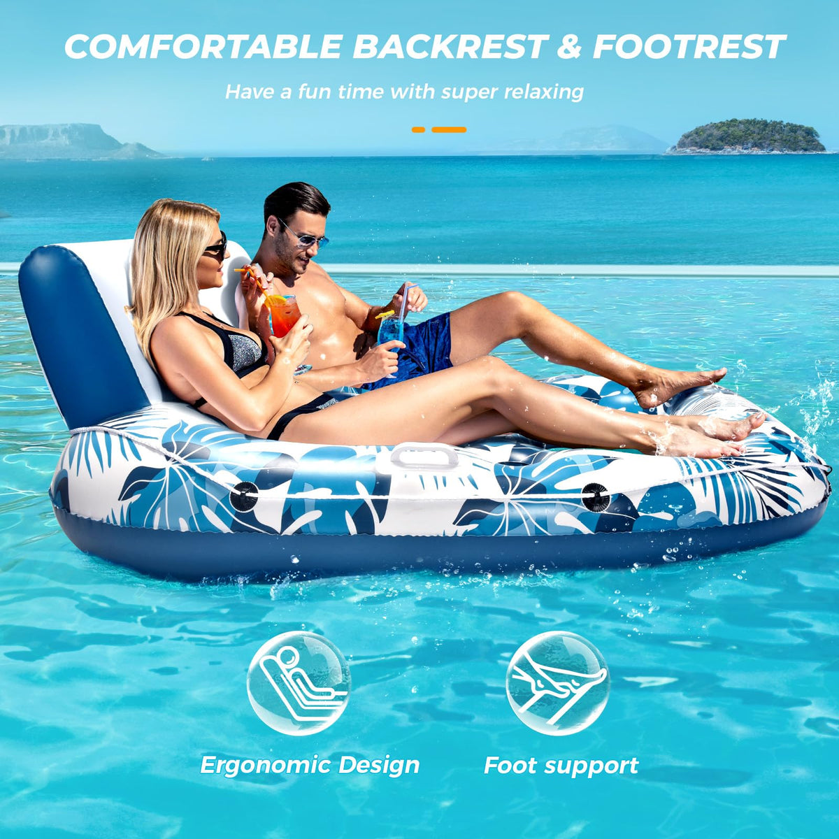 Spacious 60 by 65 inch lounge supports all body sizes