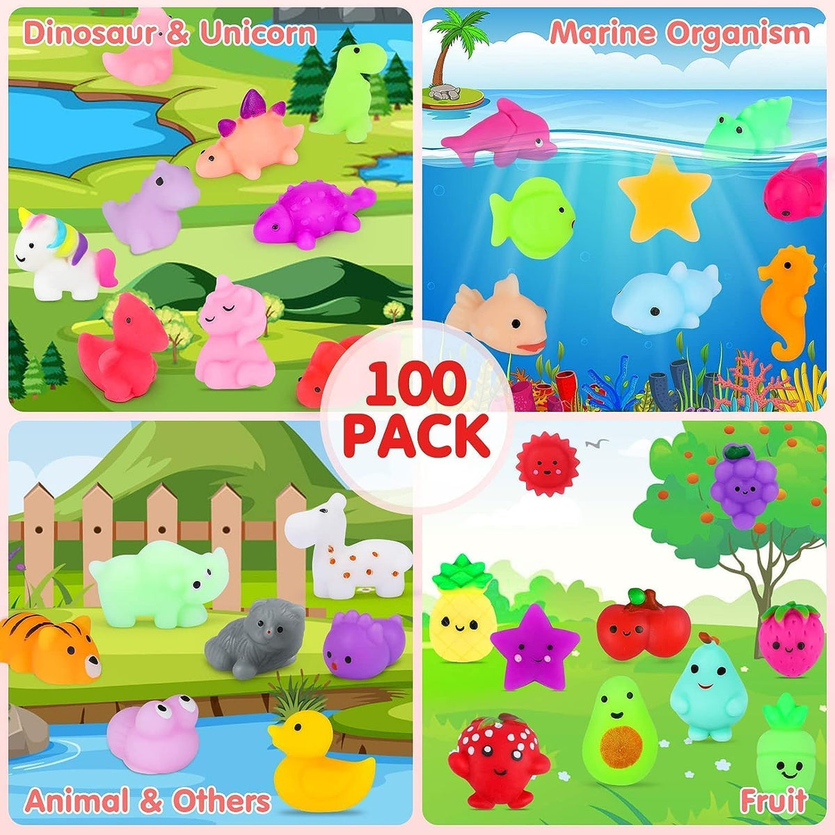 JDSTY animal mochi squishies in bright colors for kids' playtime.