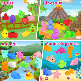 JDSTY dinosaur mochi squishies with vivid hues for imaginative play.