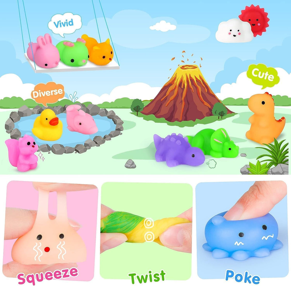 JDSTY fruit mochi squishies ideal for sensory play and gifts.