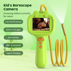JDZ Kids Borescope one-key switch simplifies setup for young explorers to capture photos and videos.