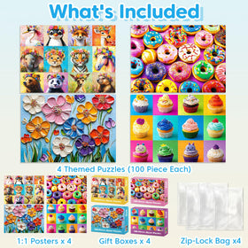 Jeacirio flowers puzzle pack enhances concentration with bright colors.