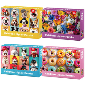Jeacirio 100-piece dogs puzzle for kids — engaging animal scene promotes family play.