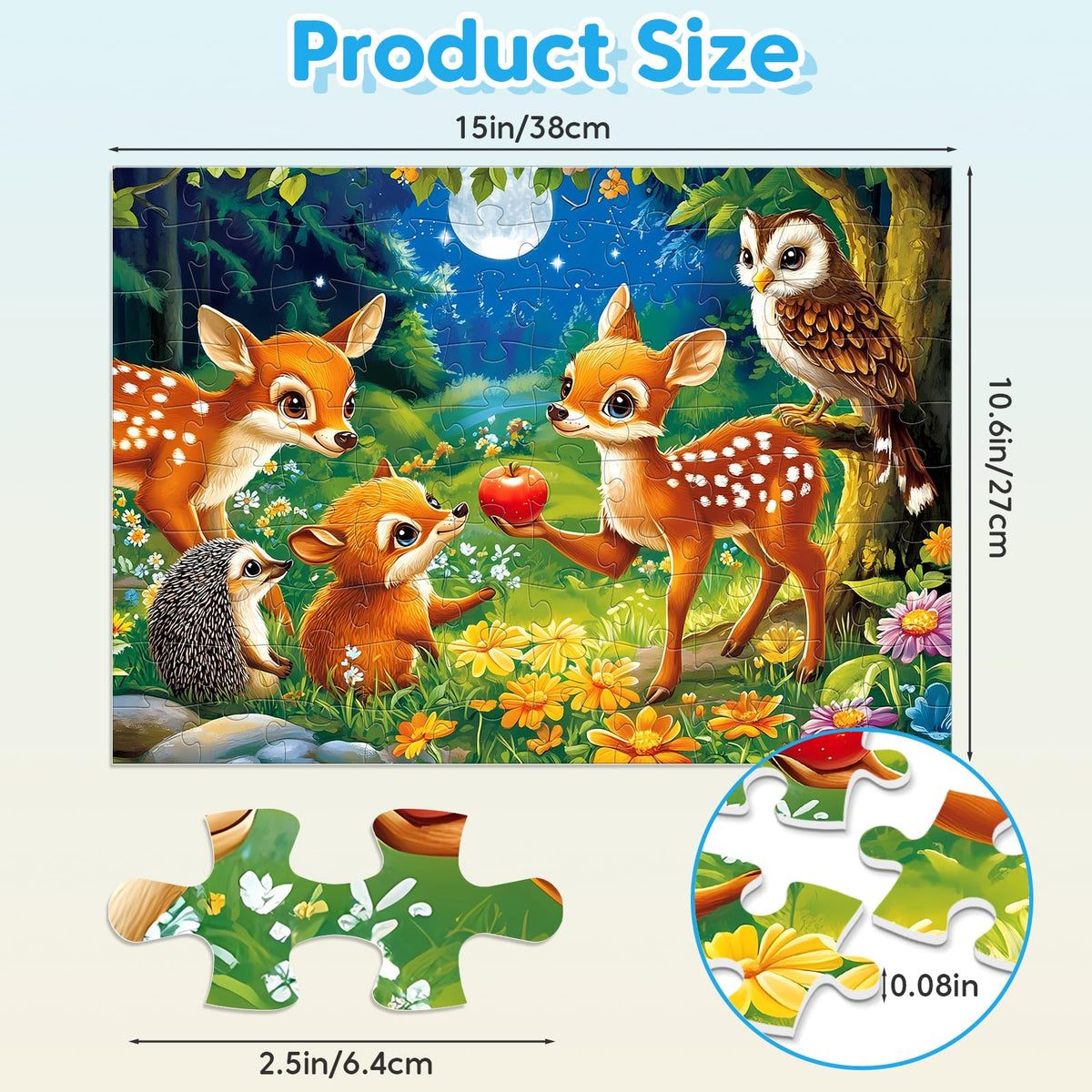 Jeacirio back labeled A-F guides kids to finish puzzles more easily