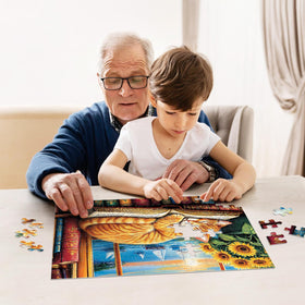 Jeacirio cat sleeping 100-piece puzzle invites calm, imaginative play for kids