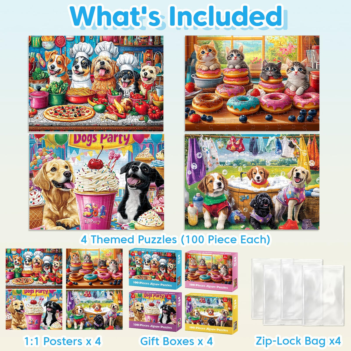 Jeacirio cats donuts puzzle: bright colors support visual recognition and concentration.