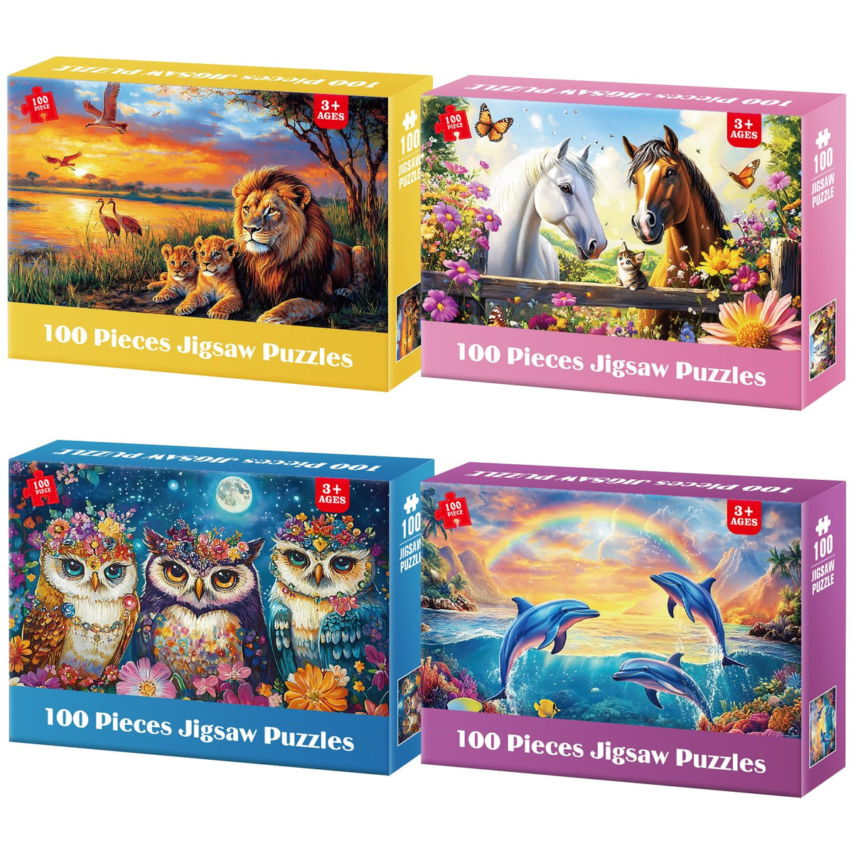 Jeacirio lions family 100-piece puzzle for family bonding and fine motor practice