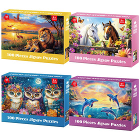 Jeacirio lions family 100-piece puzzle for family bonding and fine motor practice