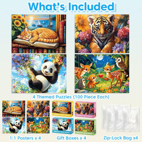 Jeacirio tiger 100-piece puzzle promotes concentration and spatial reasoning during play