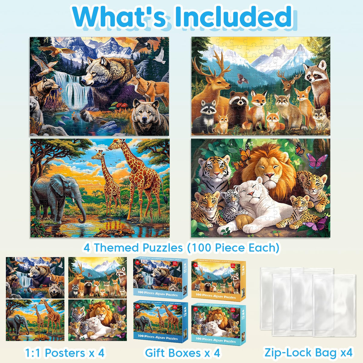 Jeacirio wild animals puzzle with giraffe image to encourage focus and hand-eye coordination