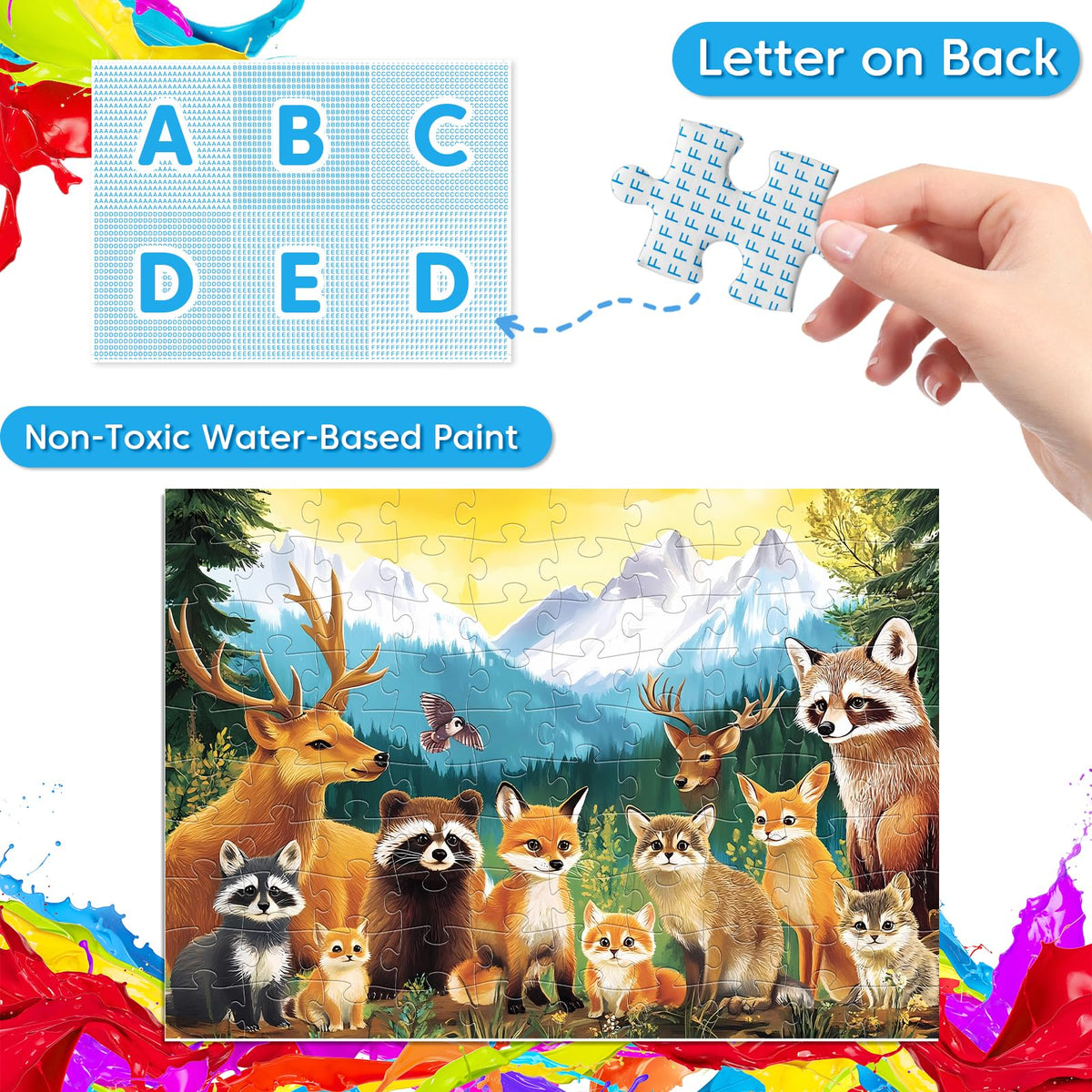 Jeacirio wild animals puzzle with lion artwork to aid spatial reasoning in family time