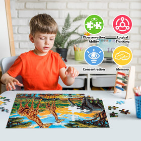 Jeacirio wild animals puzzle showcasing tiger layout for fine motor practice