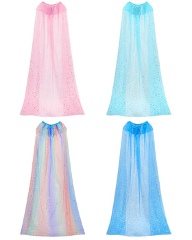 Jecery rainbow princess cape for pretend play, vivid color and sparkle.