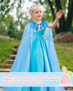 Jecery royal blue princess cape offers elegant party costume option.