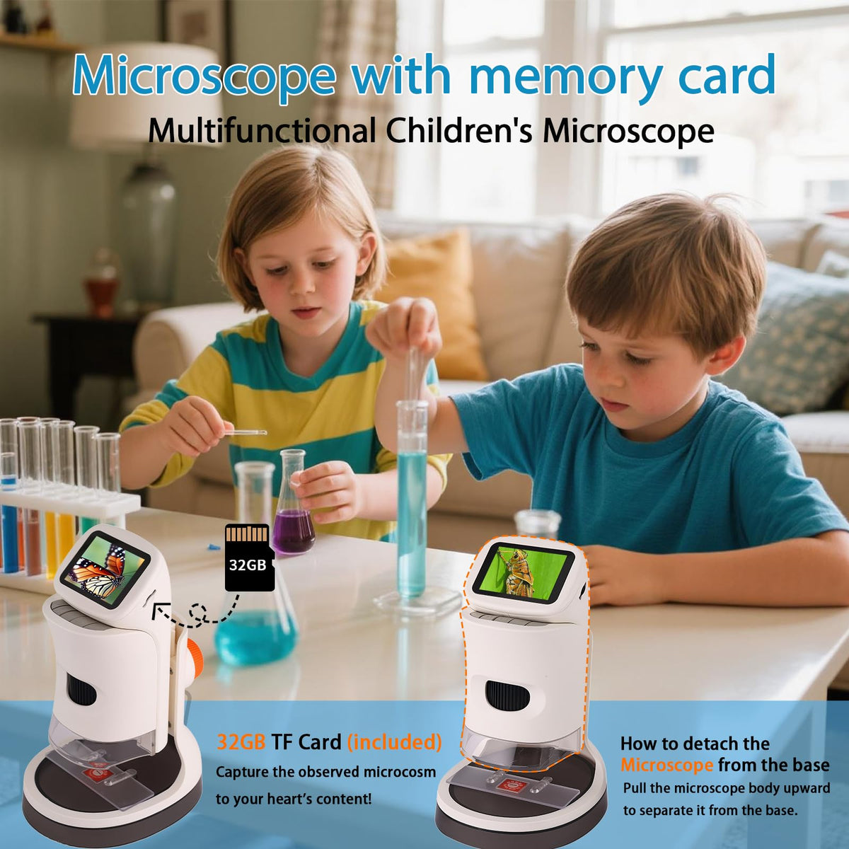 JECONE Kids Microscope with built-in LED display for clear viewing.