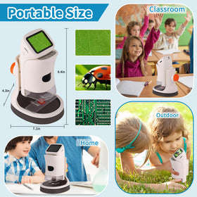 JECONE Kids Microscope supports tabletop, portable, and live modes.
