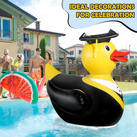 Jectivs 4-5ft tall duck creates a bold graduation display in any water setting.