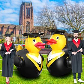 Jectivs graduation duck cap and gown inflatable for photo props and party decor.