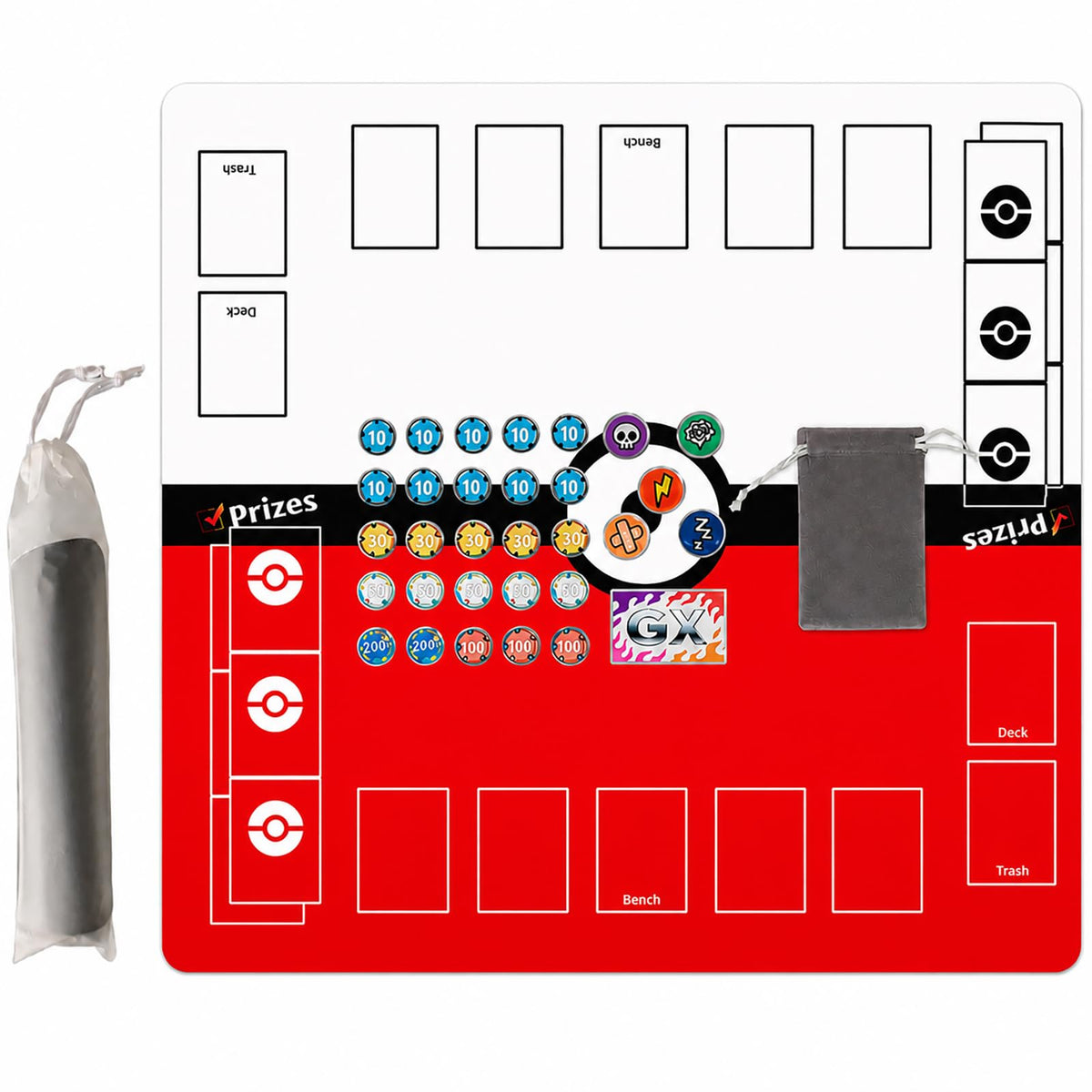 Jedaloke 24-inch playmat with damage counters for organized battles and card protection