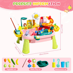 JEFLYM water table kitchen play sink with running water supports role play.