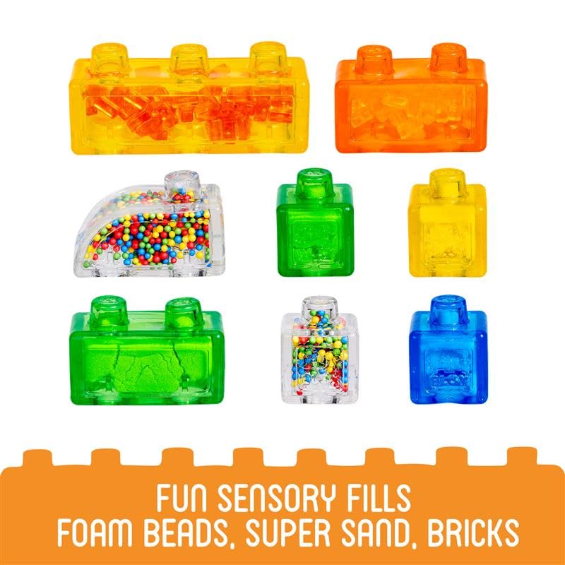 Jelly Blox bulldozer block demonstrates squishy, tactile construction fun.