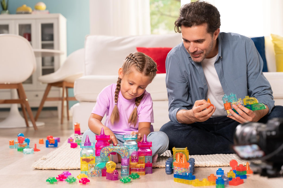 Jelly Blox Classic Castle Set colorful blocks for tactile exploration and motor skills.