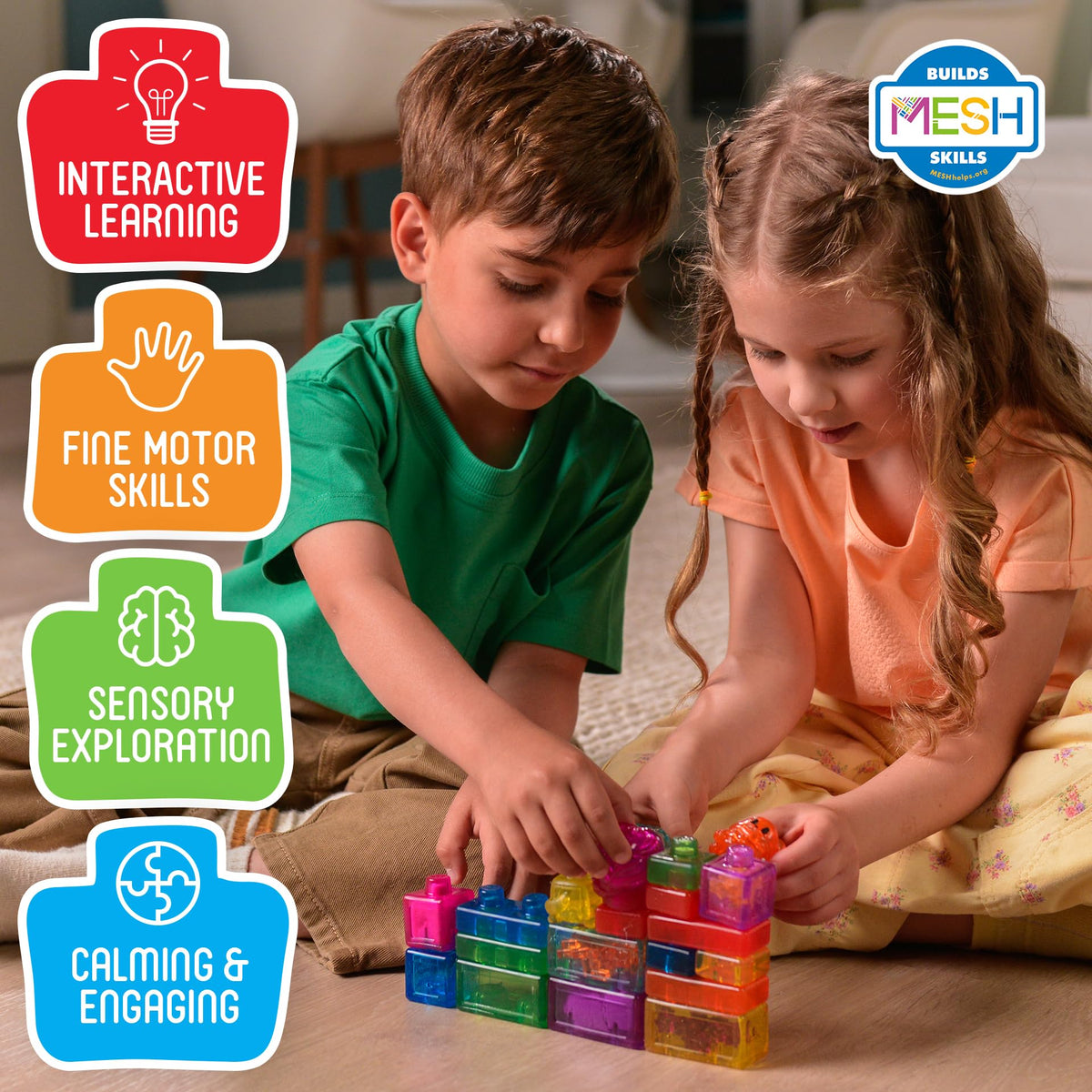 Jelly Blox Classic Castle Set figures include princess, knight, and horse for storytelling.
