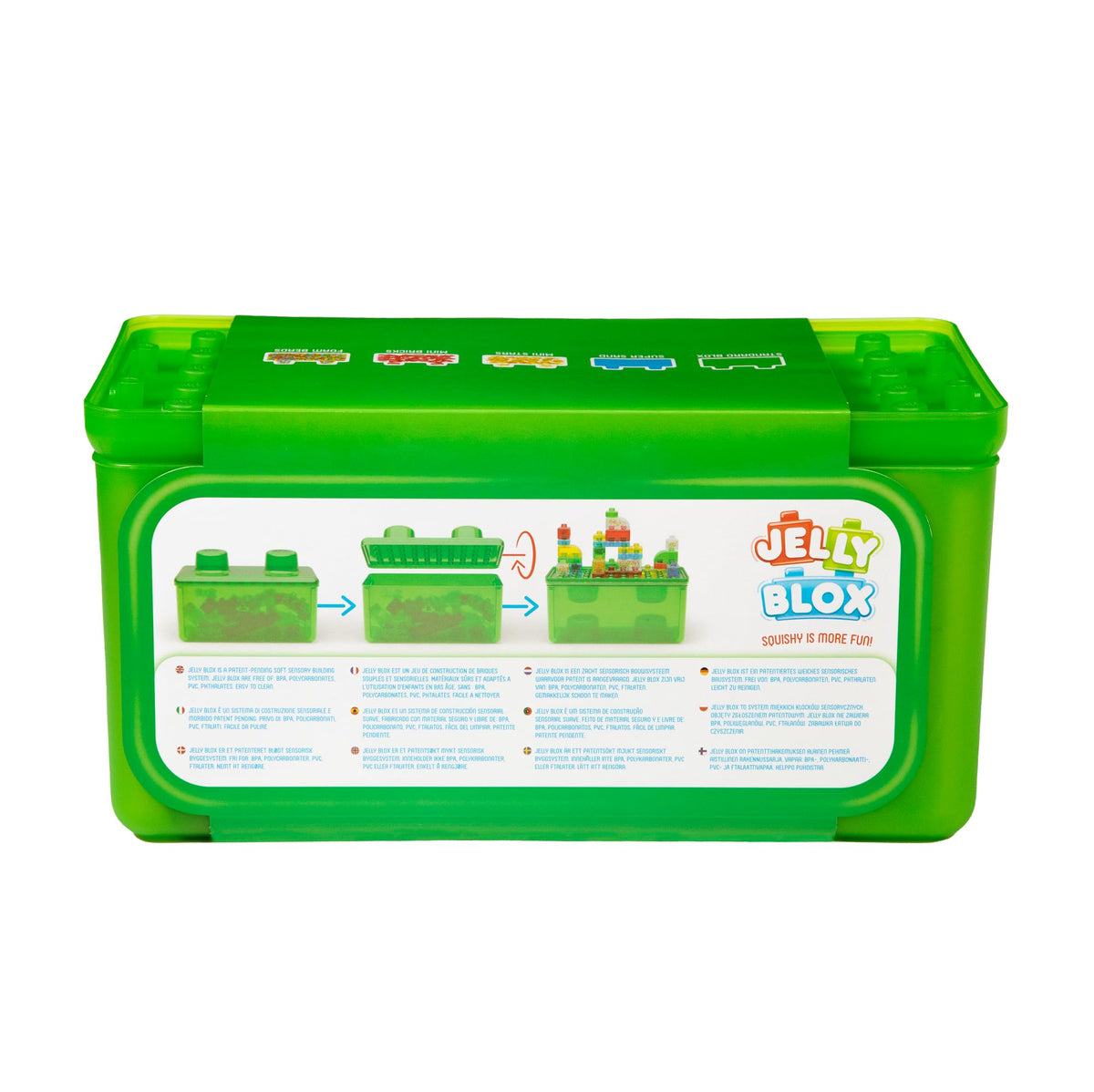 Jelly Blox sensory fills like sand add rich textures.