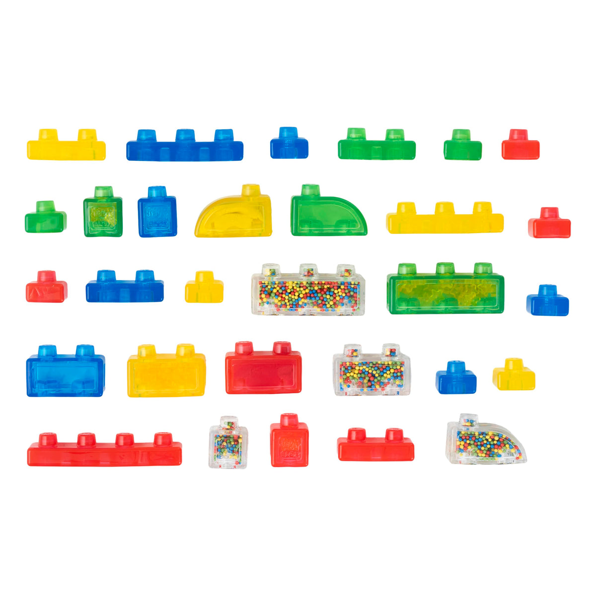 Jelly Blox soft squishy blocks provide safe, tactile play.
