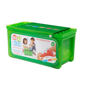 Jelly Blox storage case lid keeps blocks ready for next session.