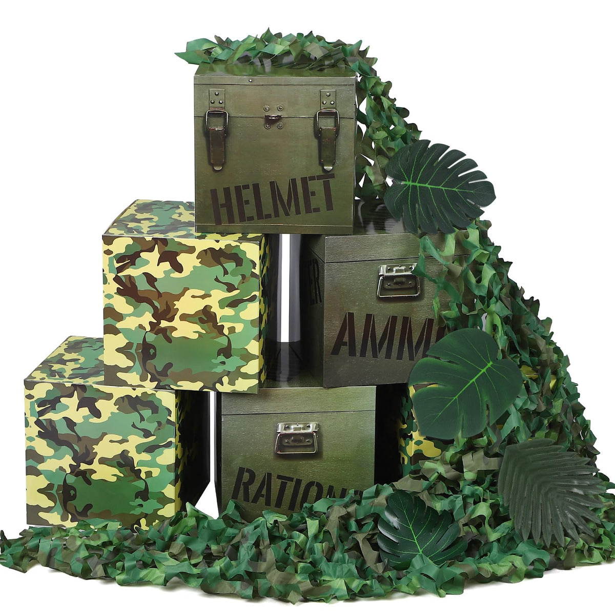 JellyArch camo box assembly for eye-catching centerpieces and sturdy décor.