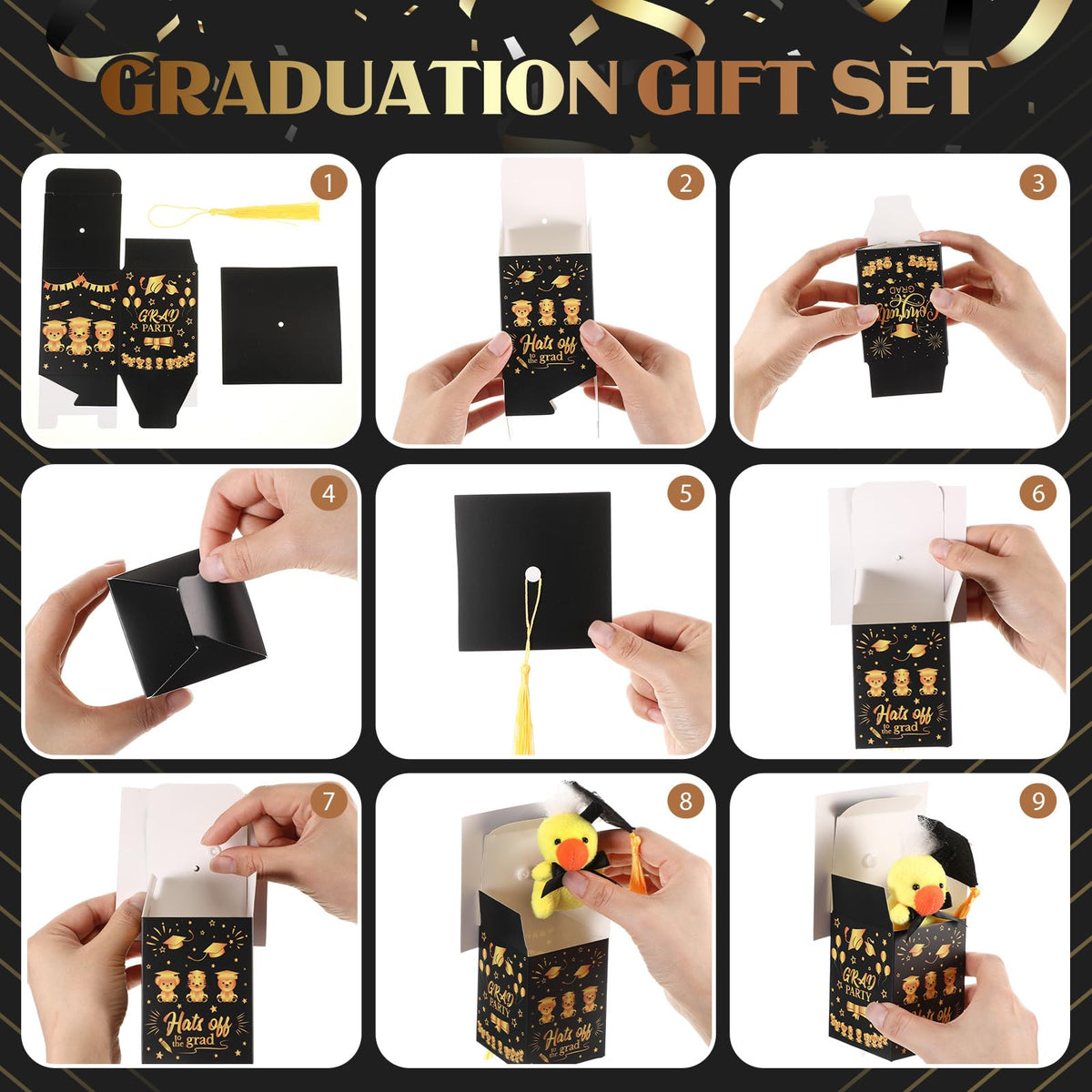 JellyArch graduation cap box set sturdy paper boxes with cute patterns