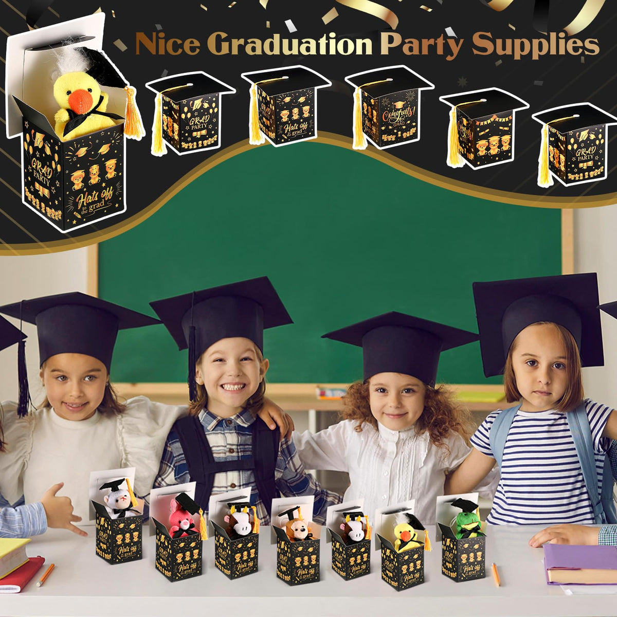 JellyArch grad animal with hat box bright multicolor design for celebrations
