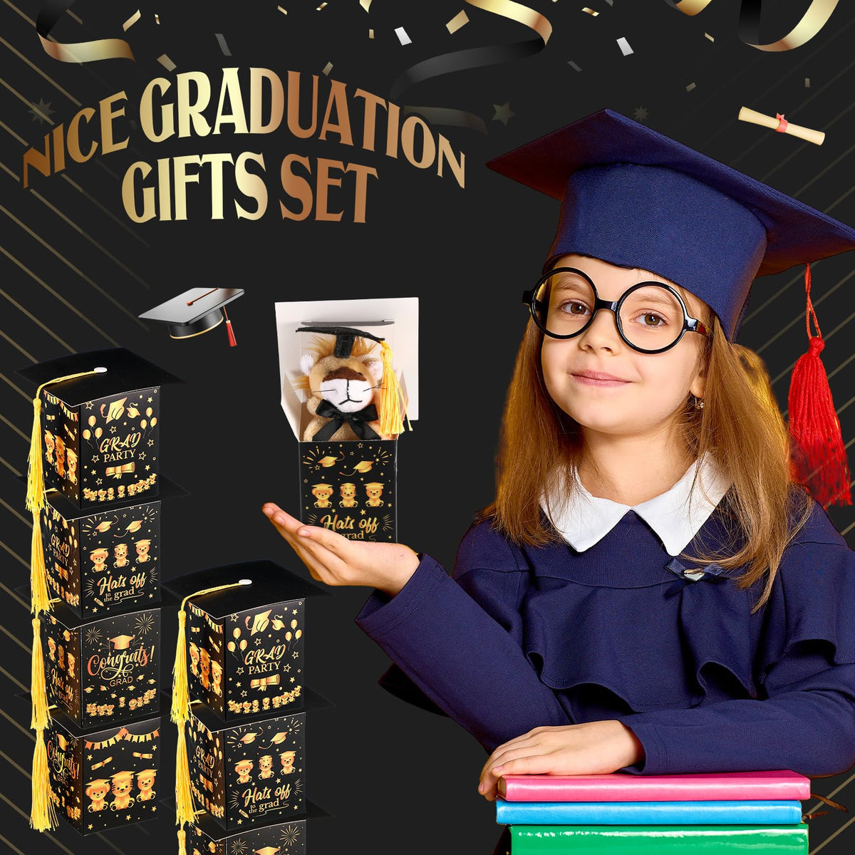 JellyArch mini grad animal with cap box perfect bedside decor and keepsake
