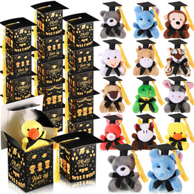 JellyArch graduation plush animals with cap boxes ideal as colorful party favors