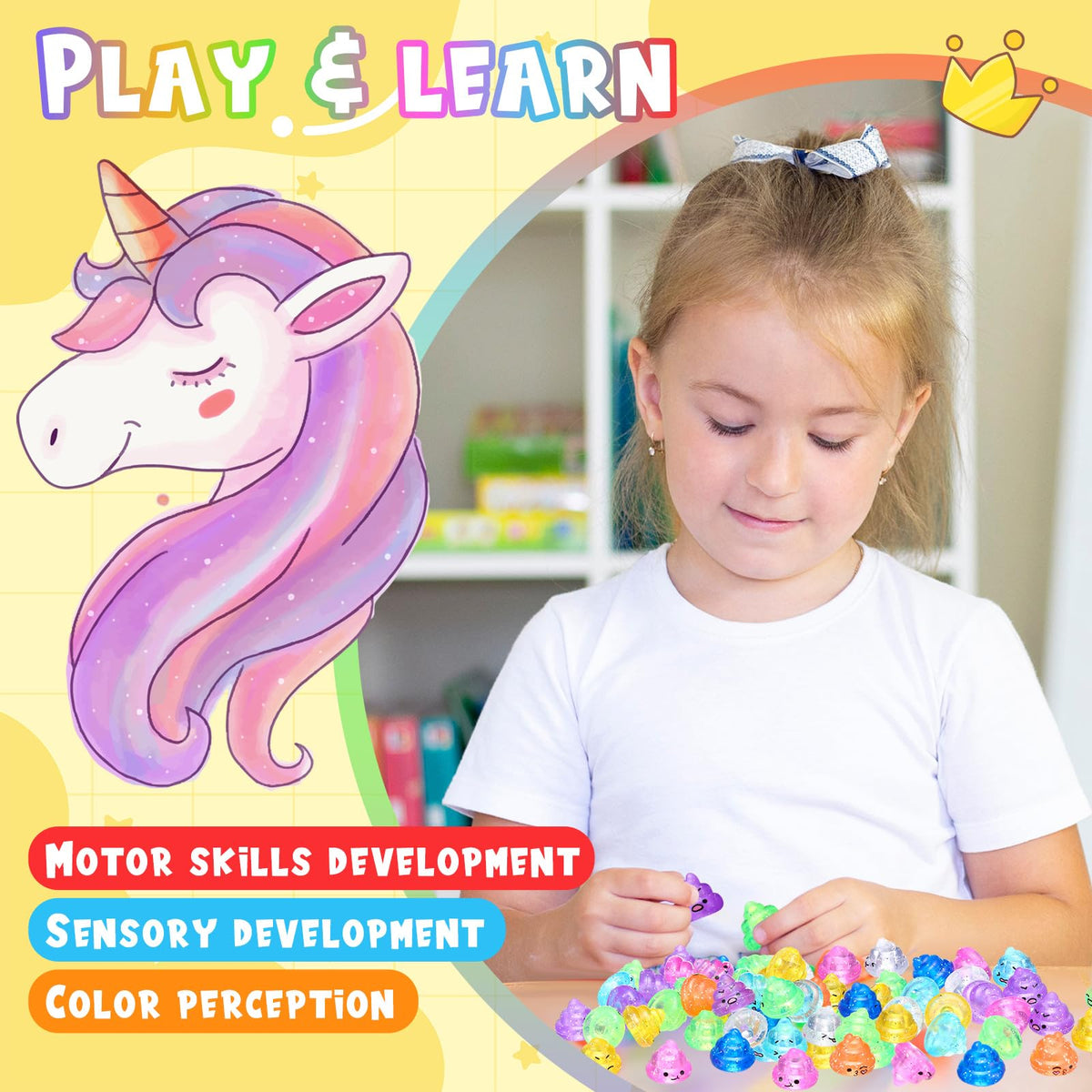 JellyArch PVC unicorn poop toys are durable mini gifts for celebrations.