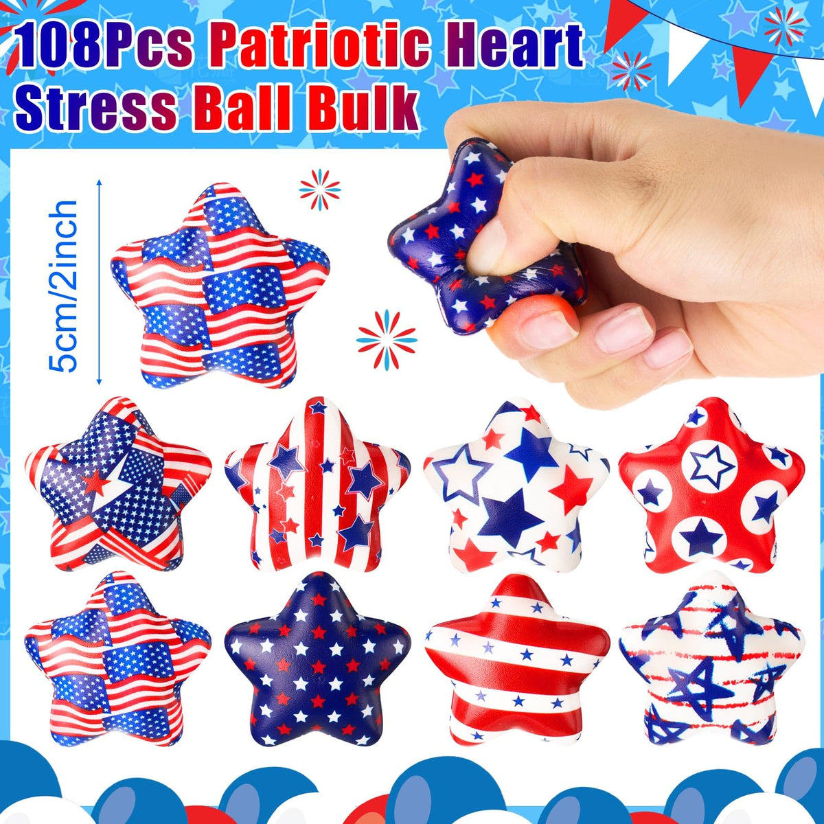 JellyArch red patriotic star stress ball ideal for party favors and gifting