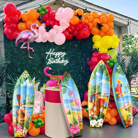 JellyArch tropical surfboard decor for pool, garden, and patio setups