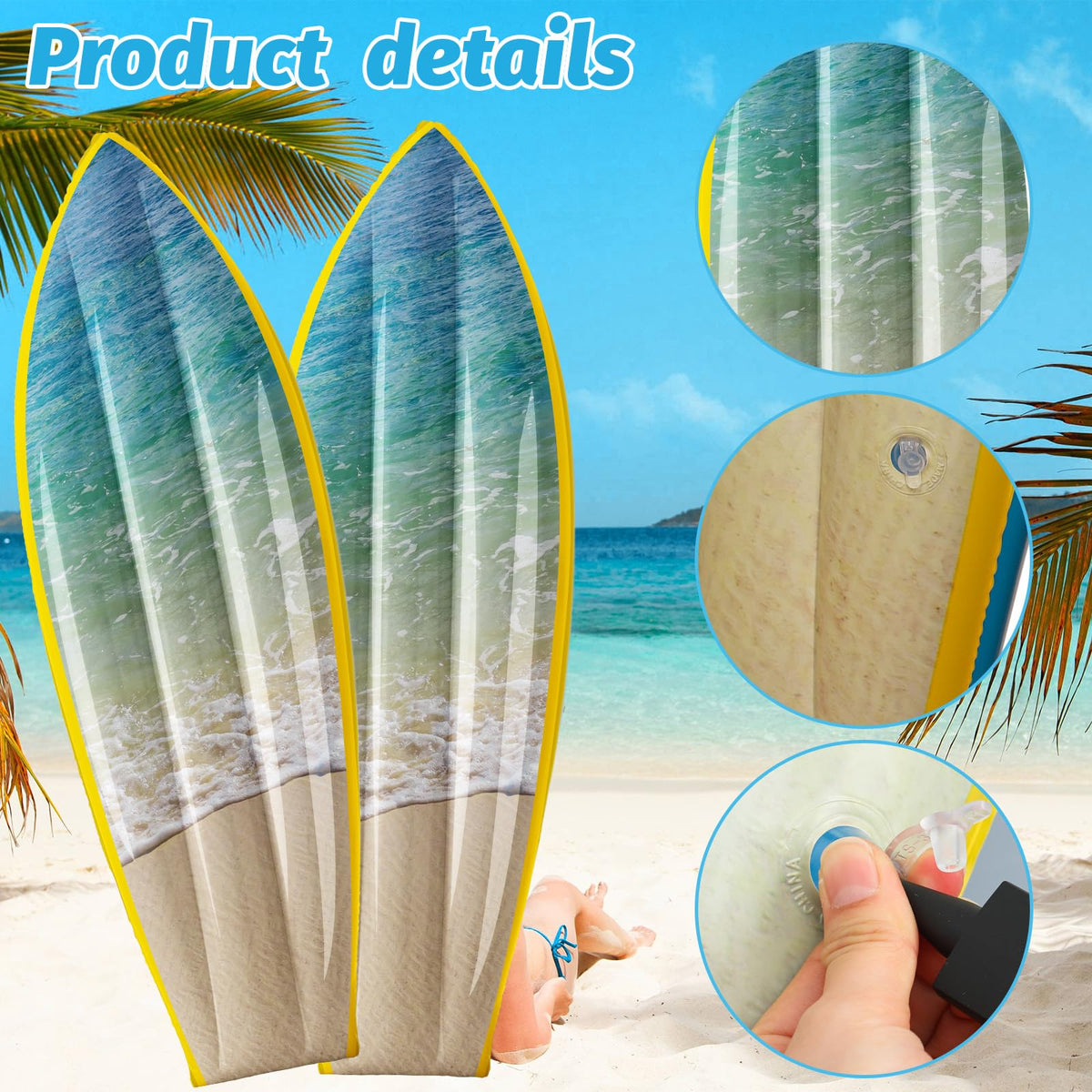 Easiest setup: JellyArch surfboard inflates quickly for instant decor.
