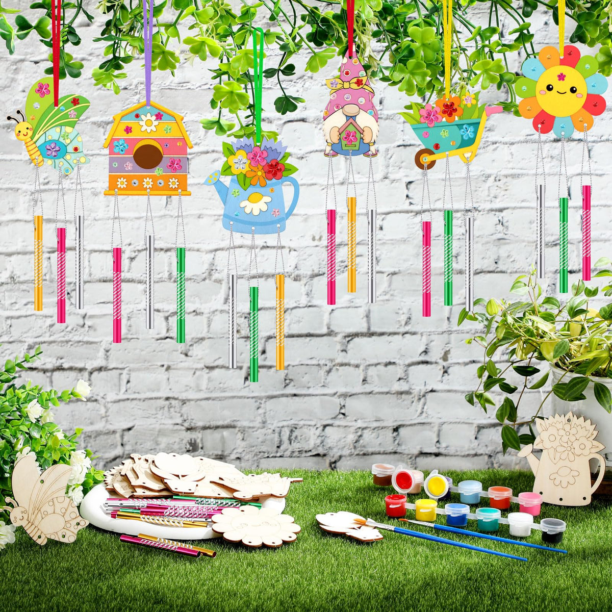 JellyArch tulip wind chime provides bright focal decor and relaxing breeze.