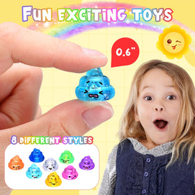 JellyArch unicorn poop toys with expressive glitter faces for playful gifts.