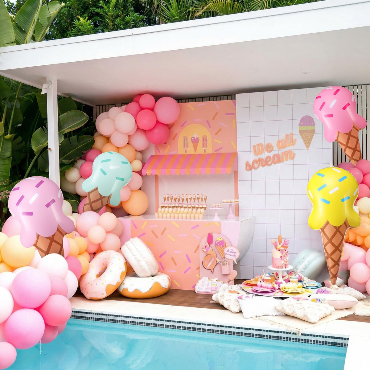 JellyArch water party decoration ice cream cone - lively poolside ambiance