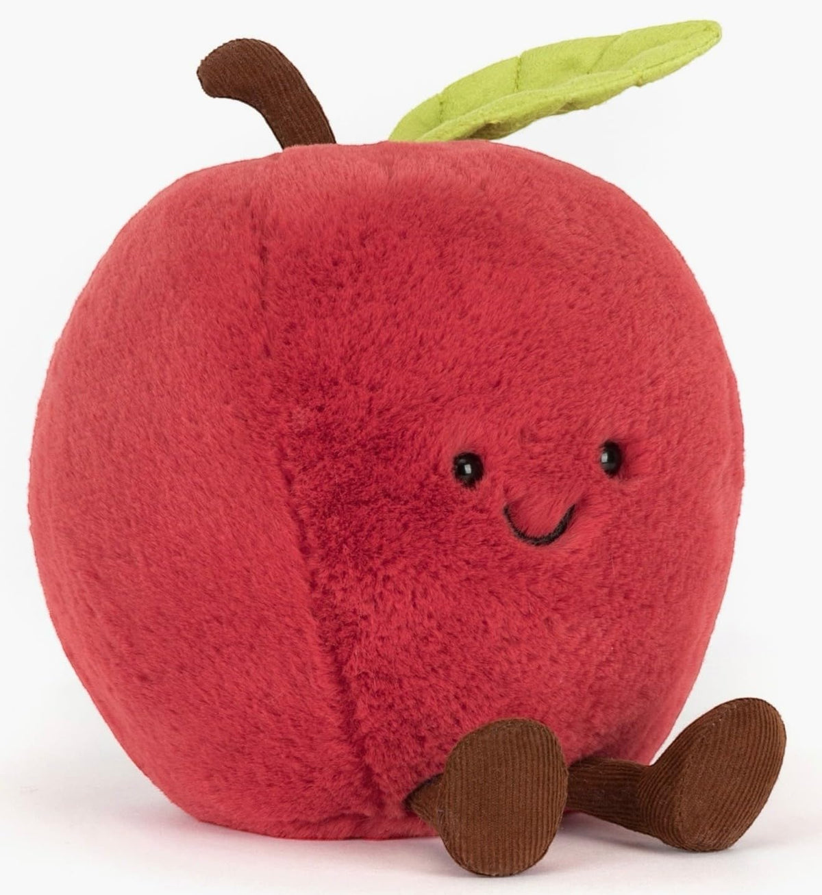 Jellycat Amuseables Apple front view inspires cuddle time and travel imagination.
