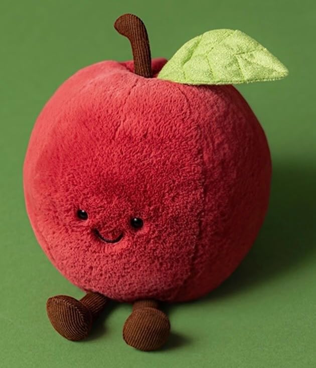 Jellycat Amuseables Apple leaf hat closeup showcases whimsy and charm.