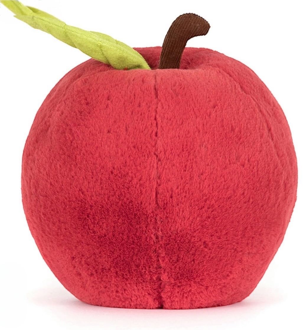Jellycat Amuseables Apple travel companion image communicates portability and play.