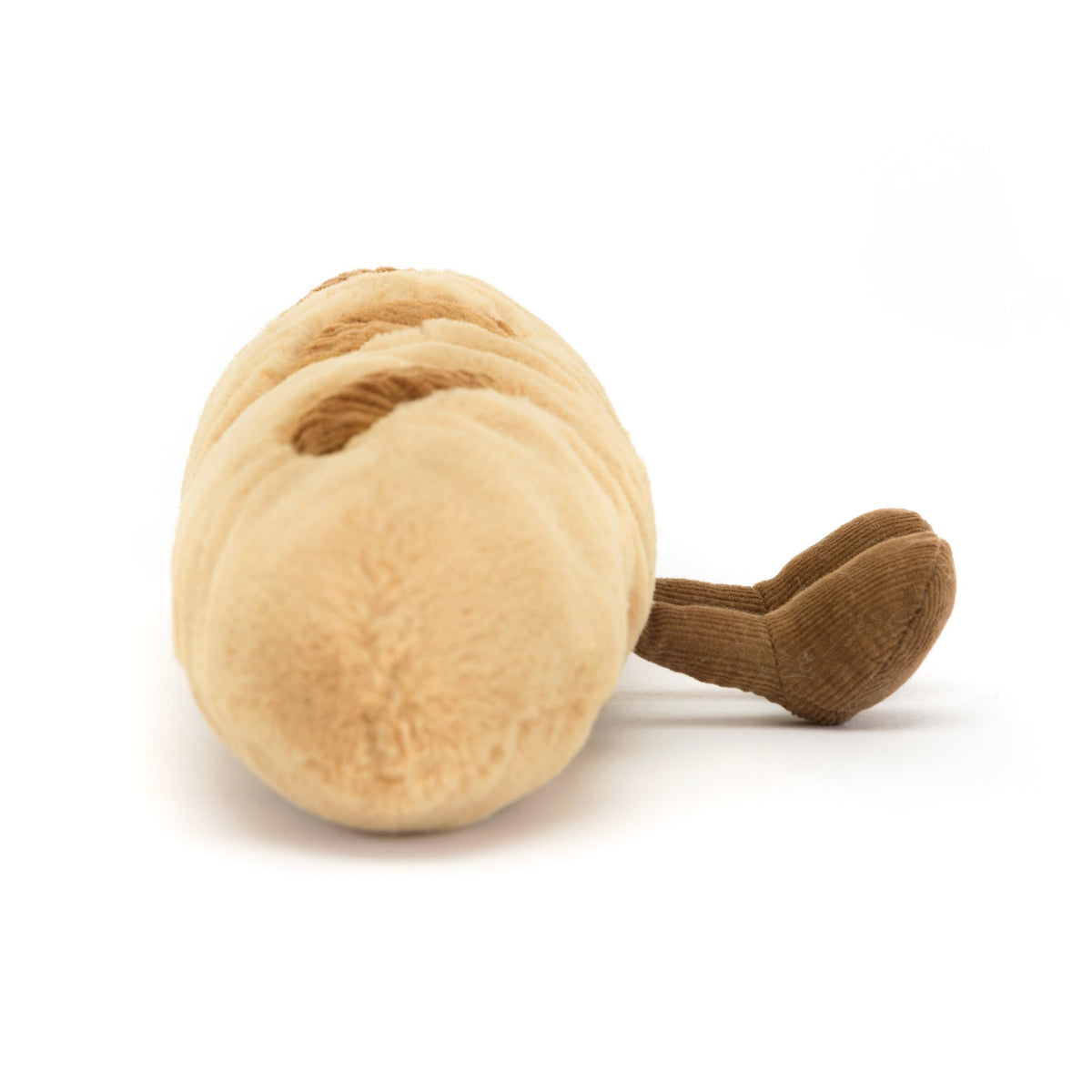 Cocoa cord boots detail on the Jellycat baguette plush for charming finish.