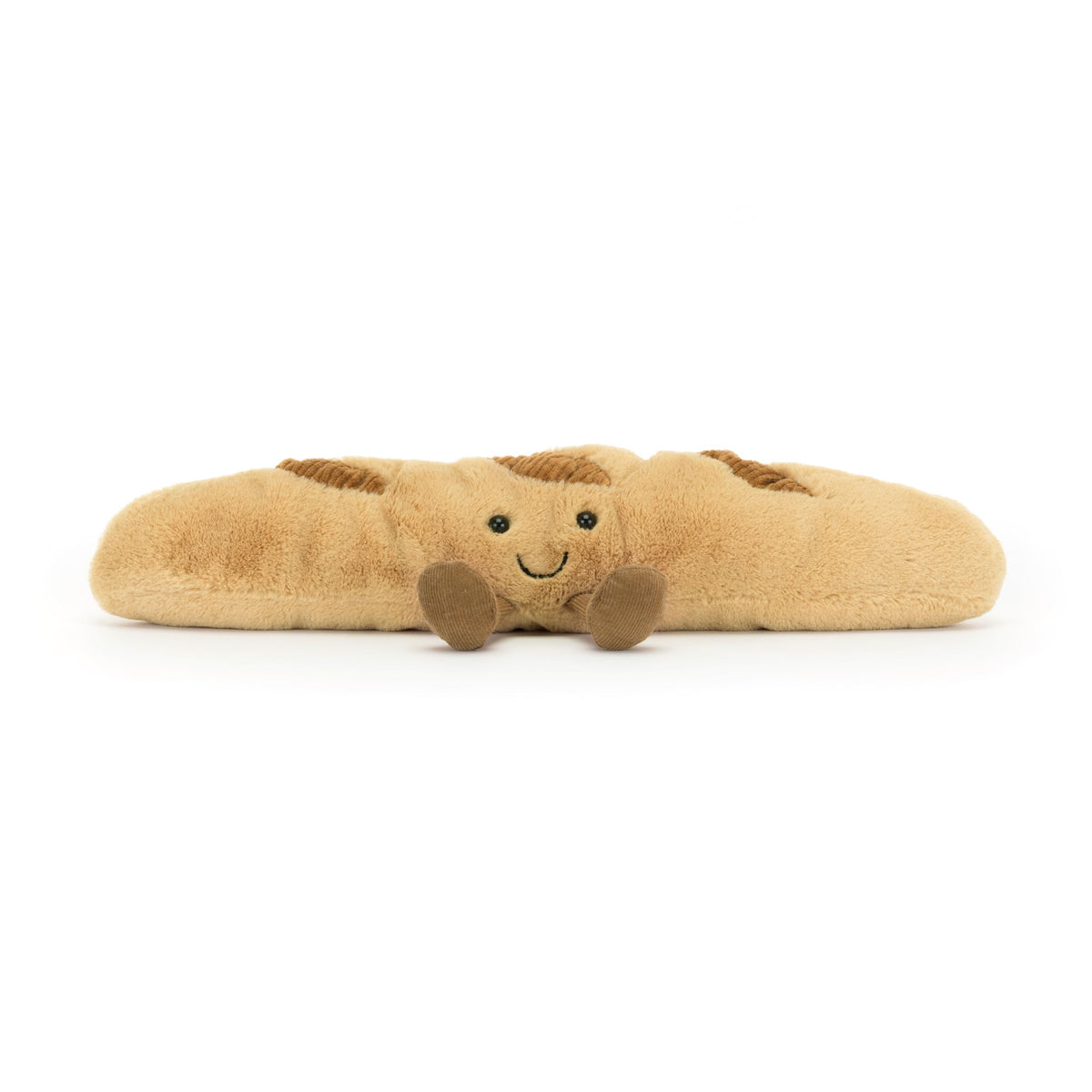 Dimensions of Jellycat Amuseables Baguette to plan shelf display and cuddly space.