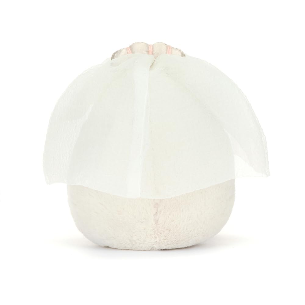 Jellycat Amuseables Boiled Egg Bride pearls tiara detail adds playful charm