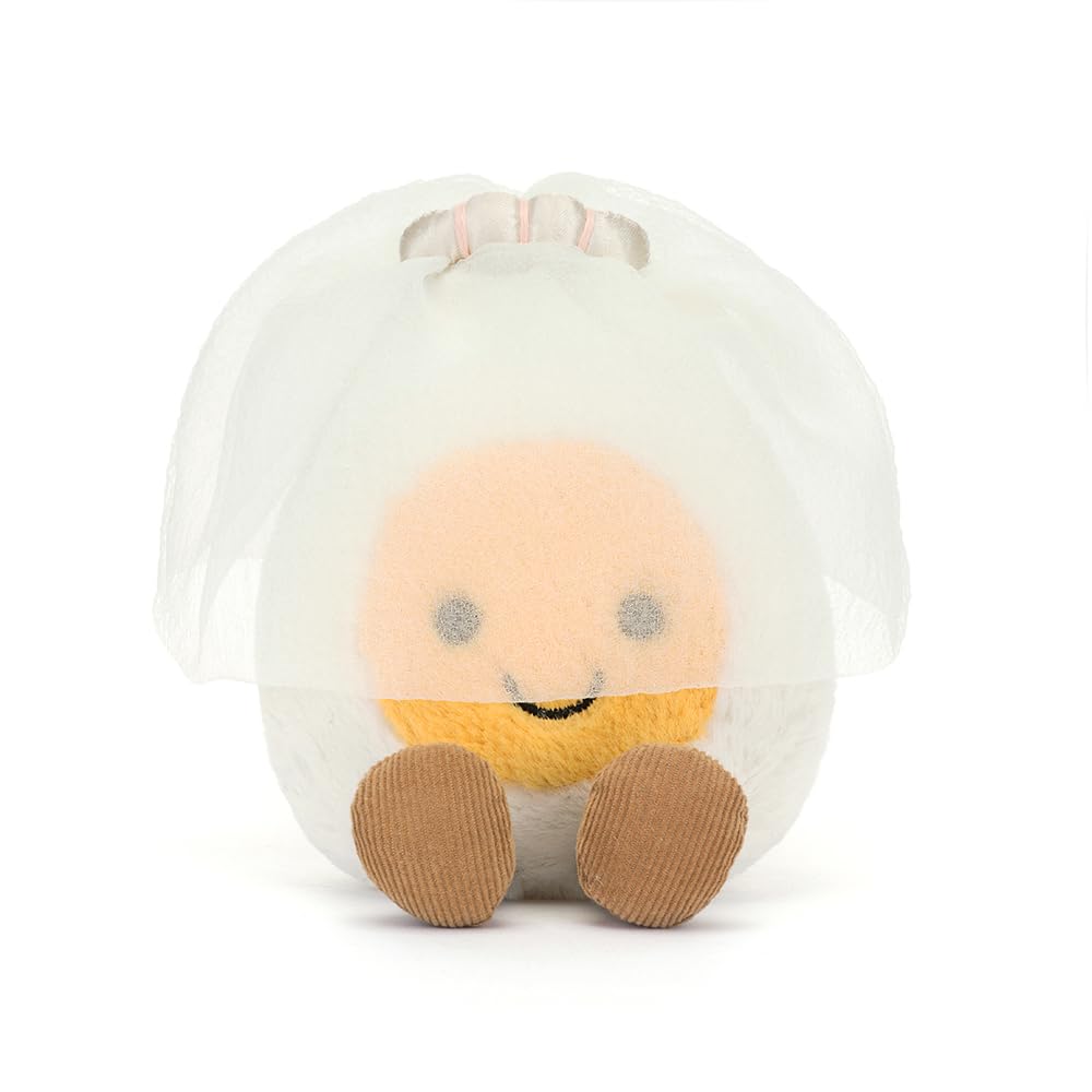 Jellycat Amuseables Boiled Egg Bride in a sitting pose, compact and gift-ready