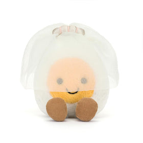 Jellycat Amuseables Boiled Egg Bride in a sitting pose, compact and gift-ready